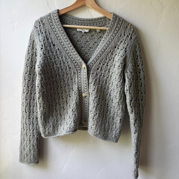 Vince Sweaters - Vince Crochet Cardigan, Green, Medium
